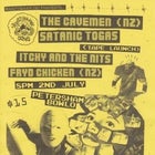THE CAVEMEN (NZ), SATANIC TOGAS & ITCHY & THE NITS LIVE IN THE BASEMENT 