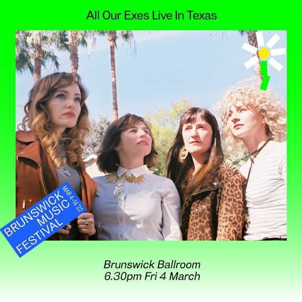 Photo of female 4-piece all our exes live in texas with a green gradient overlay